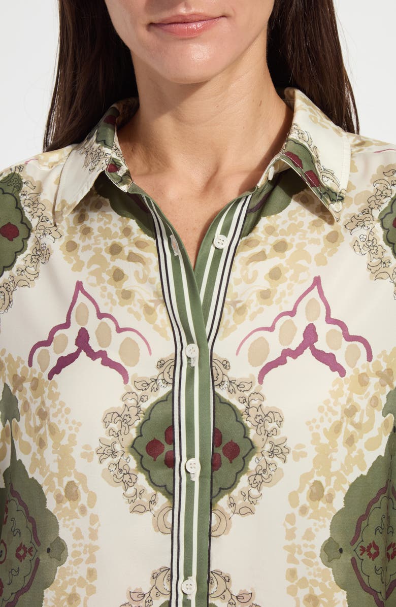 Lysse Ishani Scarf Print Button-Up Satin Shirt, Alternate, color, 