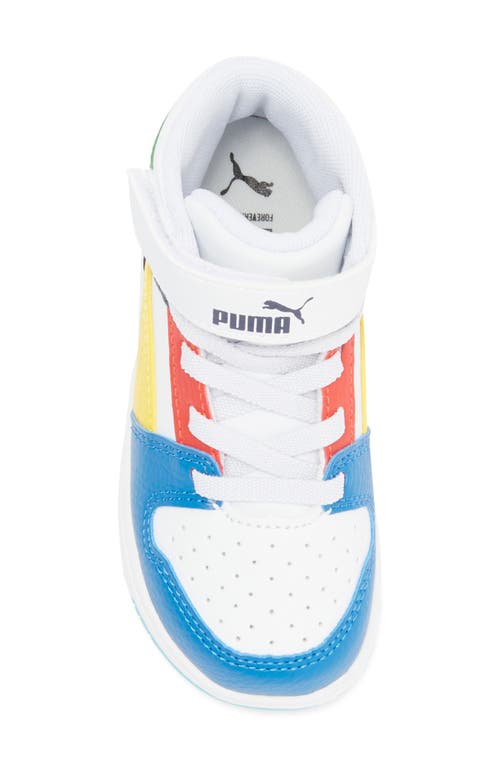 Puma Kids' Rebound Layup Sl Sneaker In White-yellow- Royal