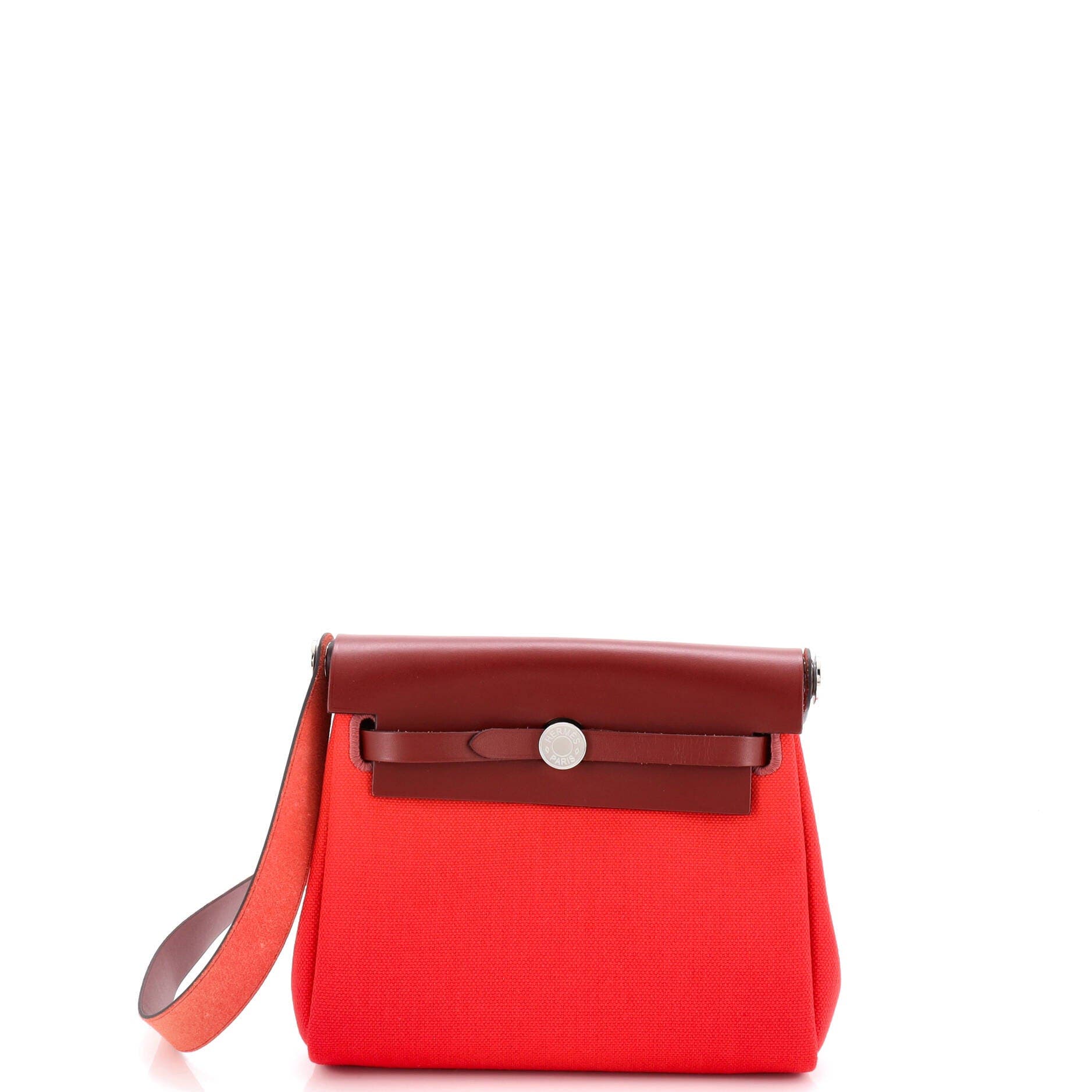 Pre-Owned Hermes Herbag Zip Toile and Leather 20, Main, color, Orange Mecano