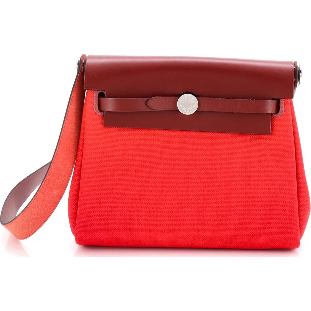 Pre-owned Hermes Hermes Herbag Zip Toile And Leather 20 In Red