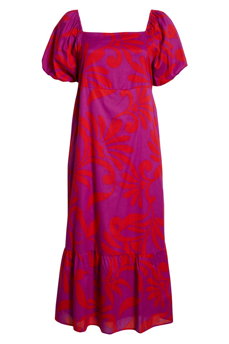 Arona Floral Xena Cotton Maxi Dress, Alternate, color, PURPLE ORANGE MULTI