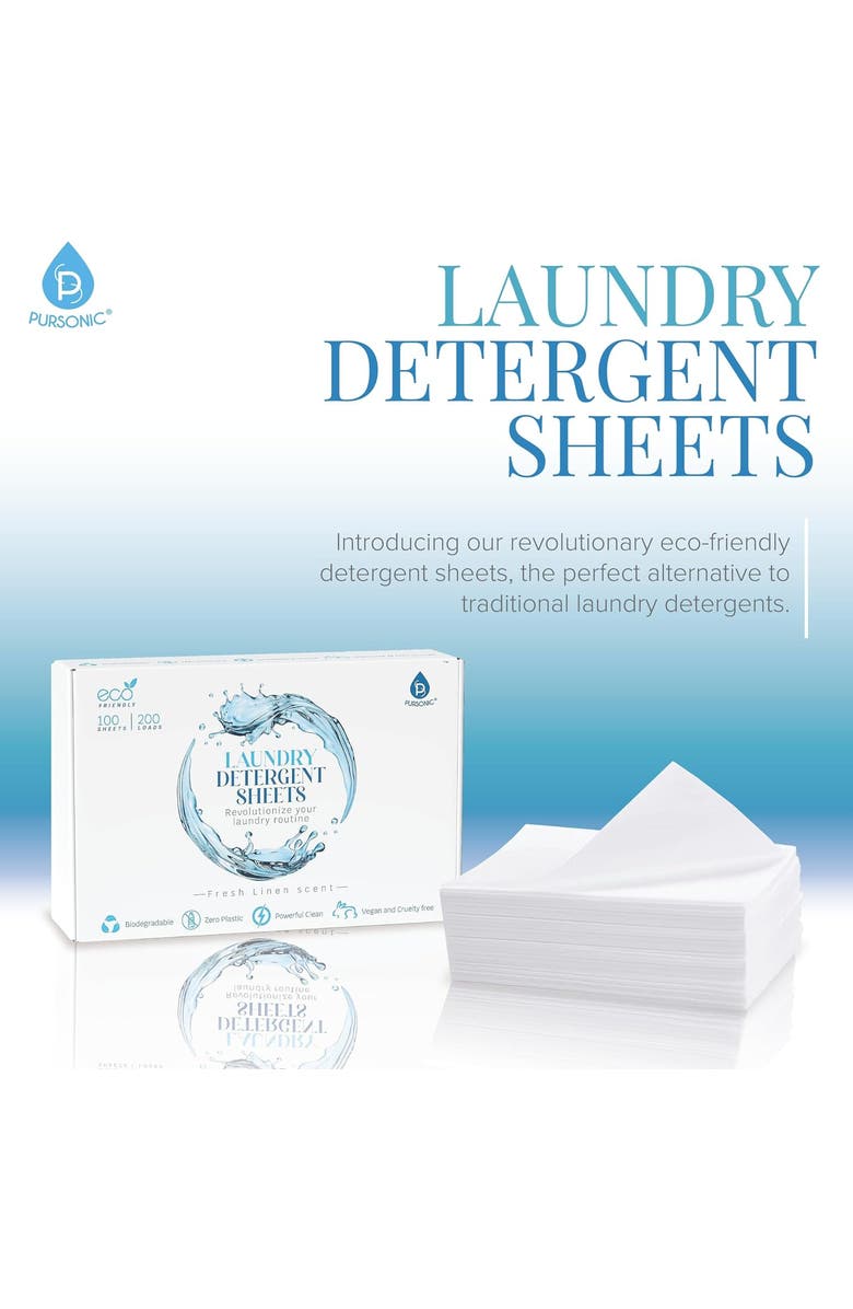 PURSONIC Natural Laundry Detergent Sheets - Fresh Linen Scent, Alternate, color, NO COLOR