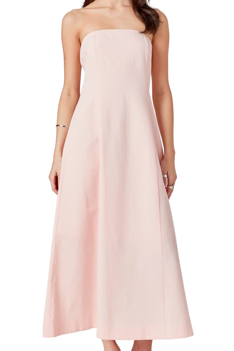 Strapless Linen Dress, Alternate, color, PINK
