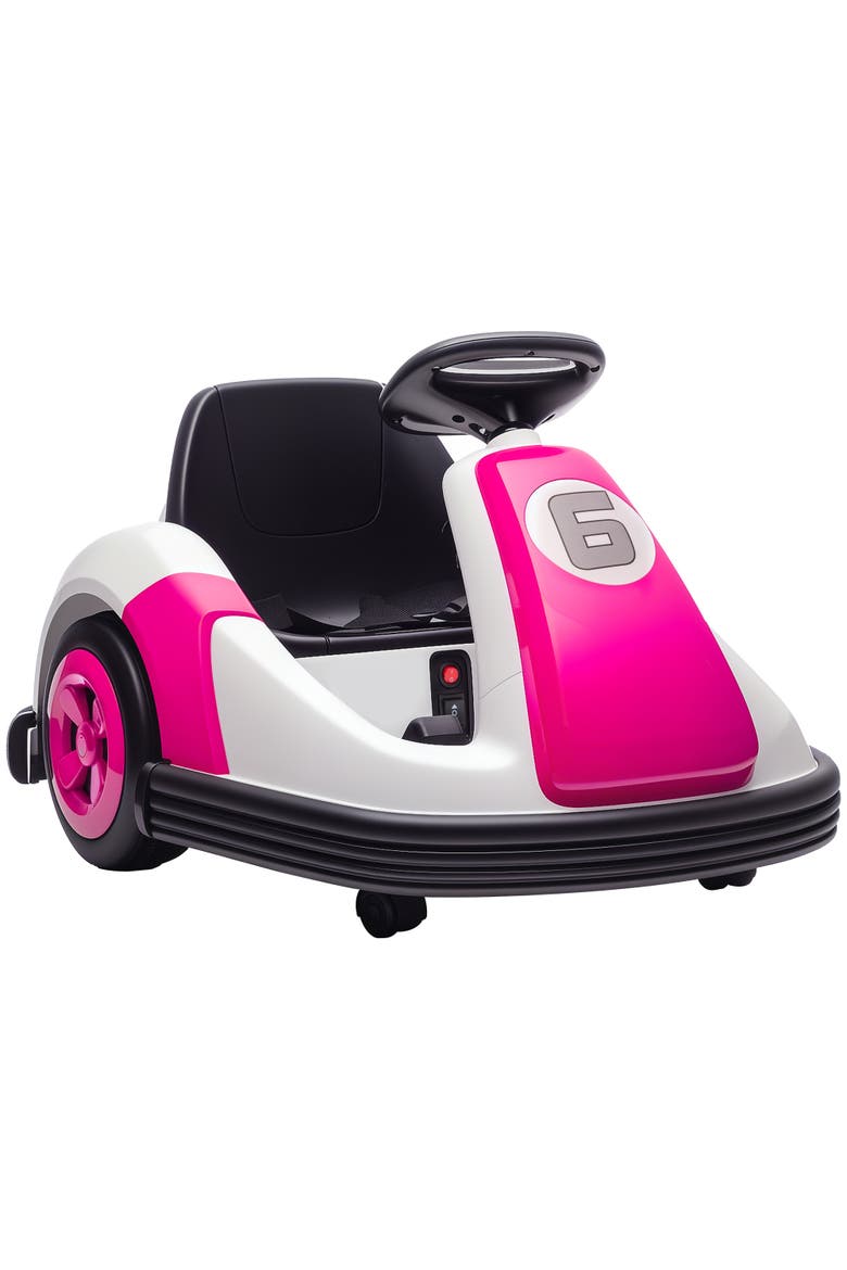 6V Kids Bumper Car with Big Wheels, 3.1 Mph Max, Electric Car for Kids with 360-Degree Spin, Slow Start, LED Power, Main, color, Pink
