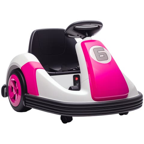 6V Kids Bumper Car with Big Wheels, 3.1 Mph Max, Electric Car for Kids with 360-Degree Spin, Slow Start, LED Power