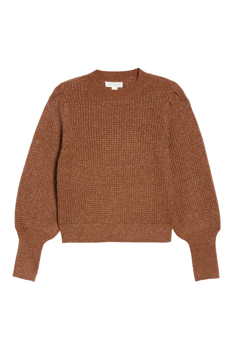 Peekaboo Sweater, Alternate, color, BROWN BISON- SILVER