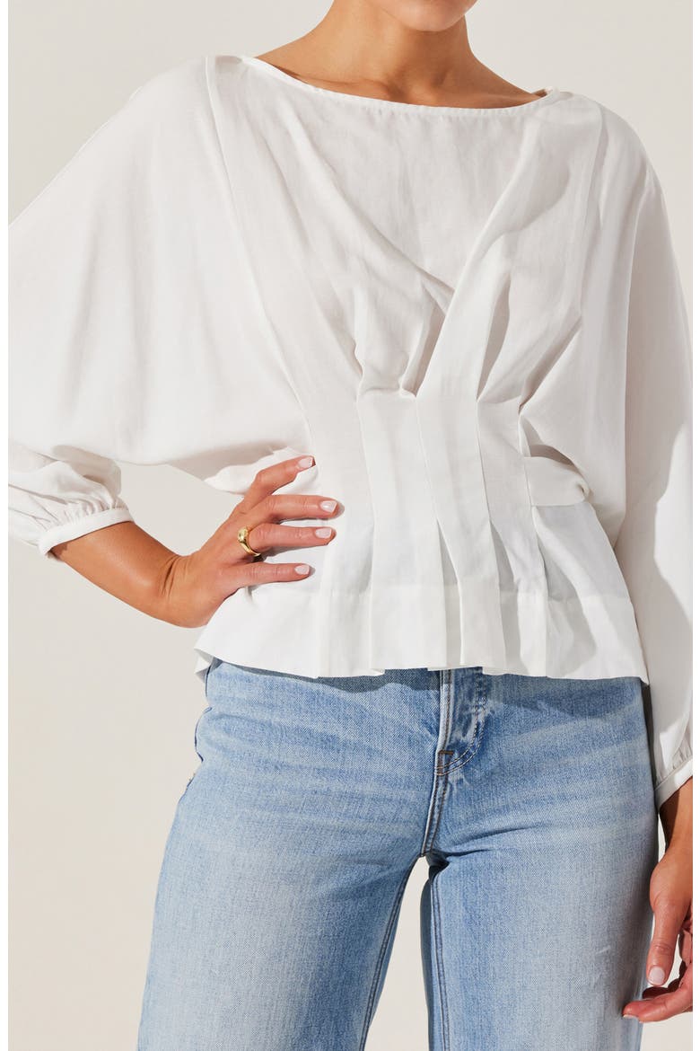 Ciara Pleated Top, Alternate, color, OFF WHITE