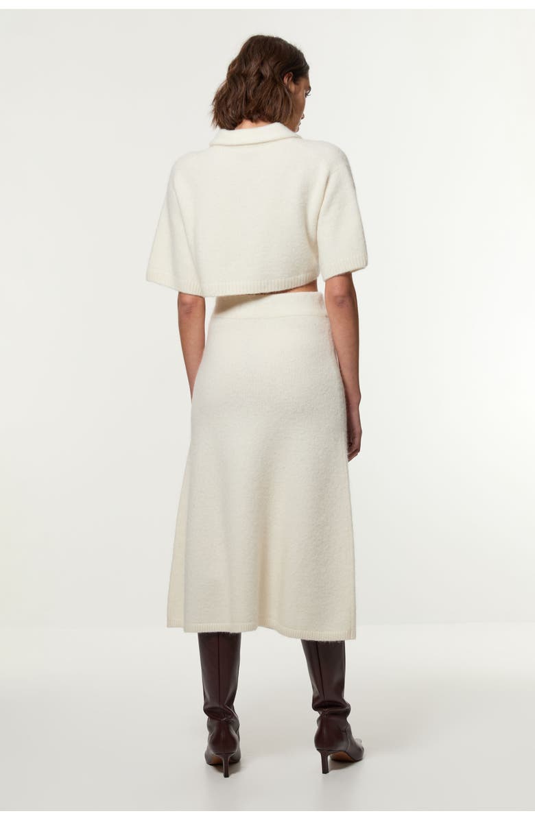 Karen Millen Alpaca Wool Fluffy Full Knit Skirt, Alternate, color, Ivory