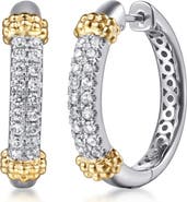 Gabriel & Co. Bujukan 14K Gold, Sterling Silver & White Sapphire Hoop Earrings