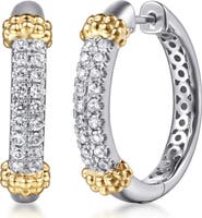 Gabriel & Co. Bujukan 14K Gold, Sterling Silver & White Sapphire Hoop Earrings