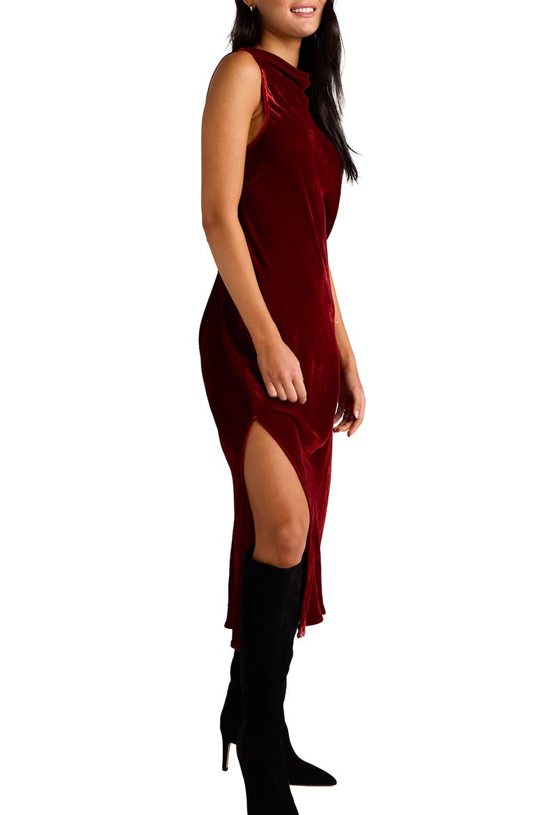 Sleeveless Velvet Dress, Alternate, color, WINTER ROUGE