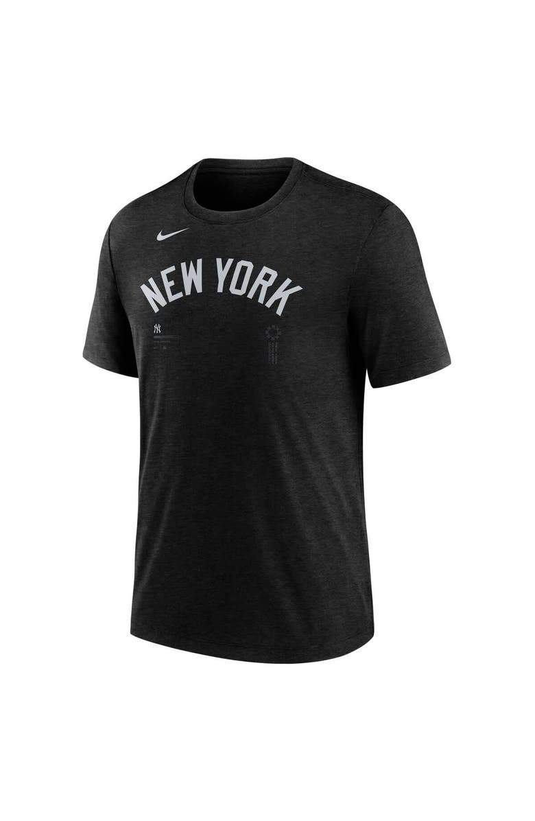 Nike Men's Nike  Heather Black New York Yankees  Lights Out Tri-Blend T-Shirt, Alternate, color, Heather Black