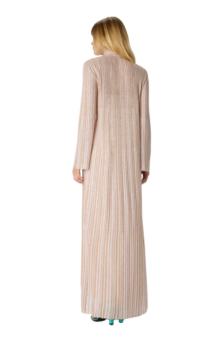 Missoni Long Button-down Dress With Lamé Stripes And Long Sleeves, Alternate, color, White