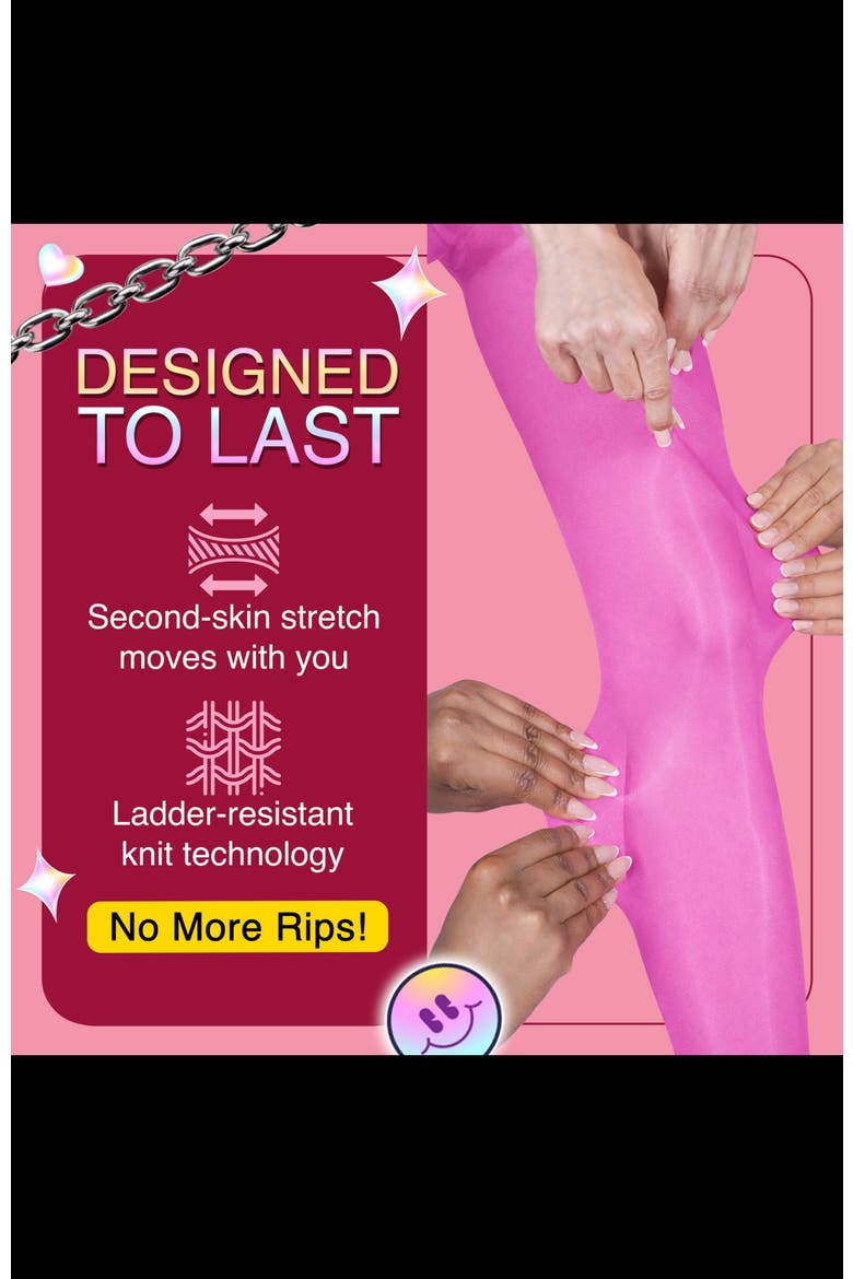 3-Pack ​Glossy Colored Fashion ​Sheer Tights for Women, Alternate, color, Pink