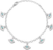 SPHERA MILANO Cubic Zirconia Evil Eye Charm Anklet