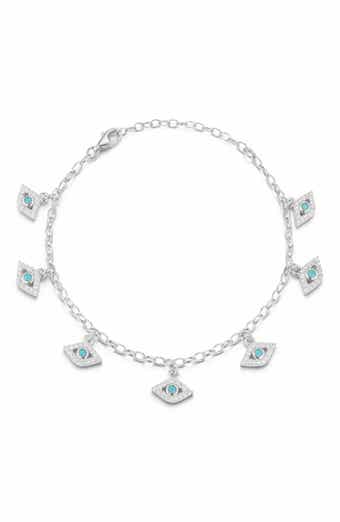 Cubic Zirconia Evil Eye Charm Anklet