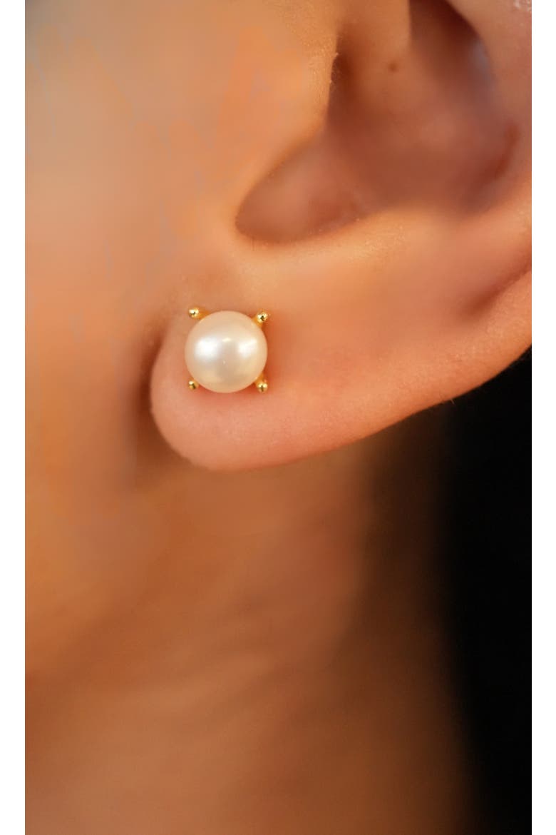 Freshwater Pearl Stud Earrings, Alternate, color, GOLD