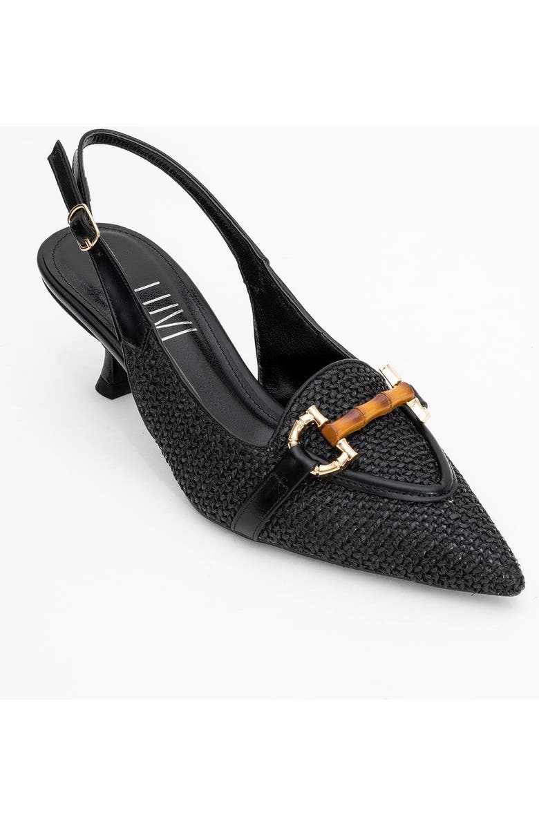 Prologue Shoes Osca Pointed Toe Buckled Slingback Pump, Alternate, color, Black