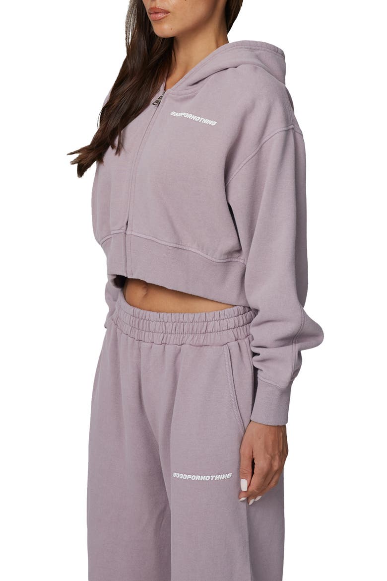 Essential Cropped Zip Hoodie, Alternate, color, Pink