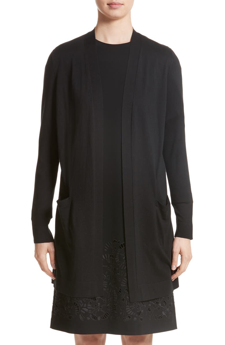 Lafayette 148 New York Velvet Back Cardigan, Main, color, 