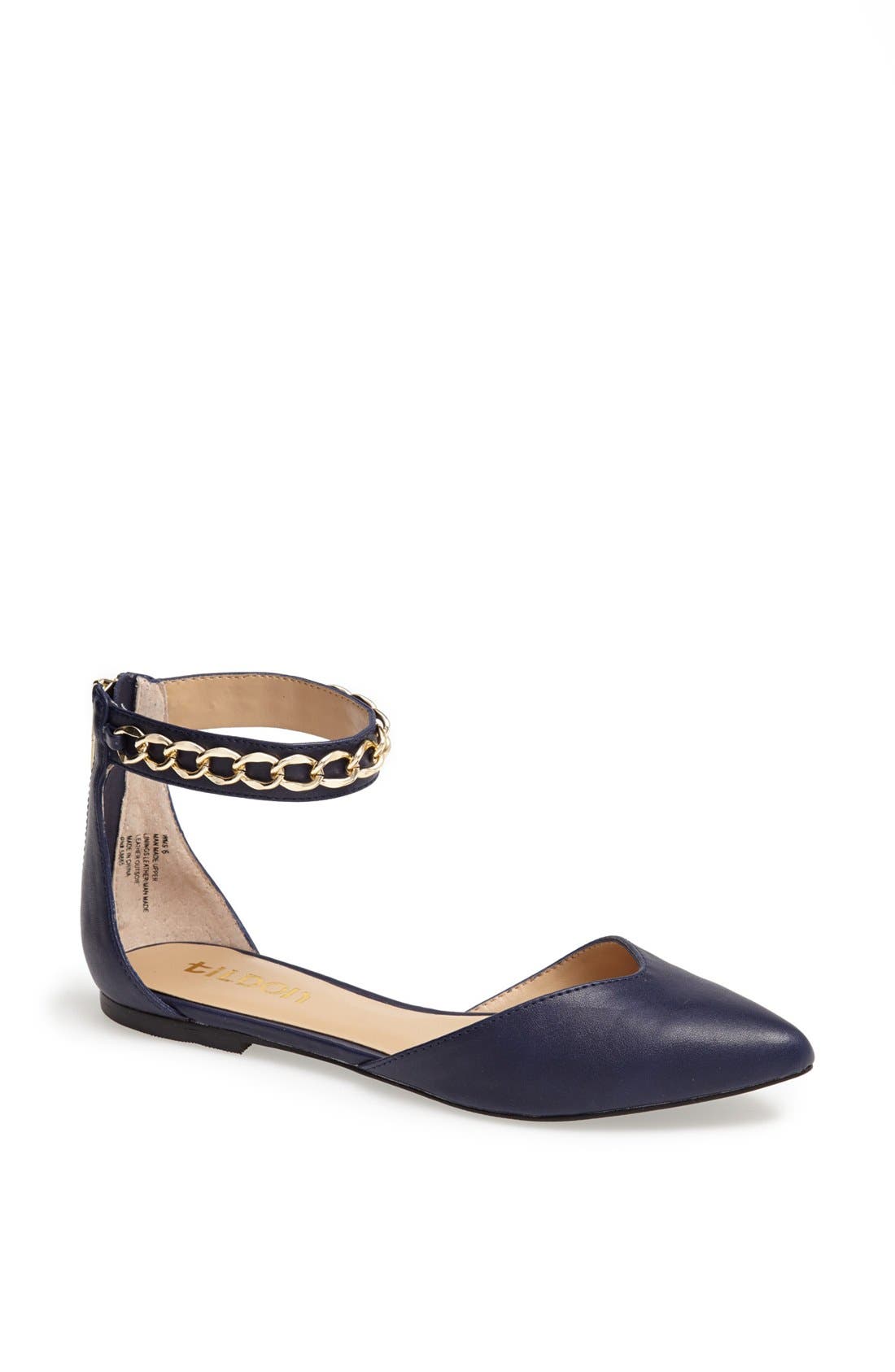 'Anya' Ankle Strap D'Orsay Flat, Main, color, NAVY