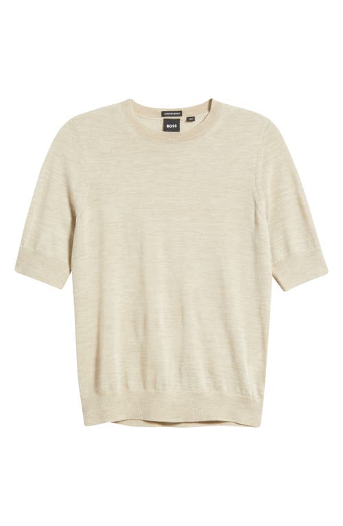 Hugo Boss Boss Farbella Short Sleeve Virgin Wool Sweater In Gray