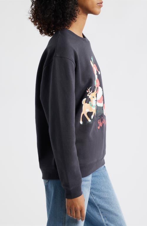 Vinyl Icons Holly Jolly Santa Crewneck Sweatshirt In Black