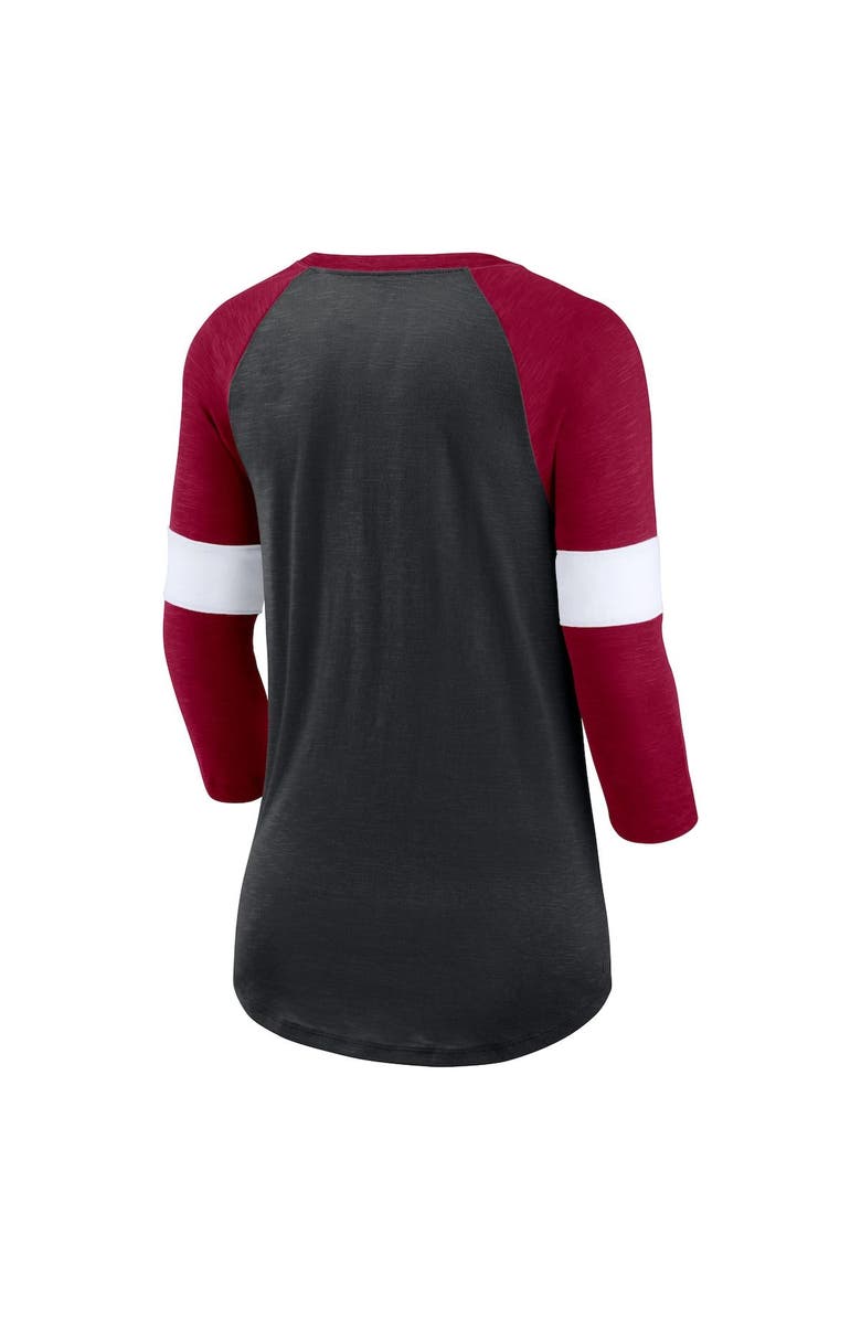 Nike Women's Nike Washington Commanders Heathered Black/Heathered Burgundy Football Pride Slub 3/4 Raglan Sleeve T-Shirt, Alternate, color, Heather Black