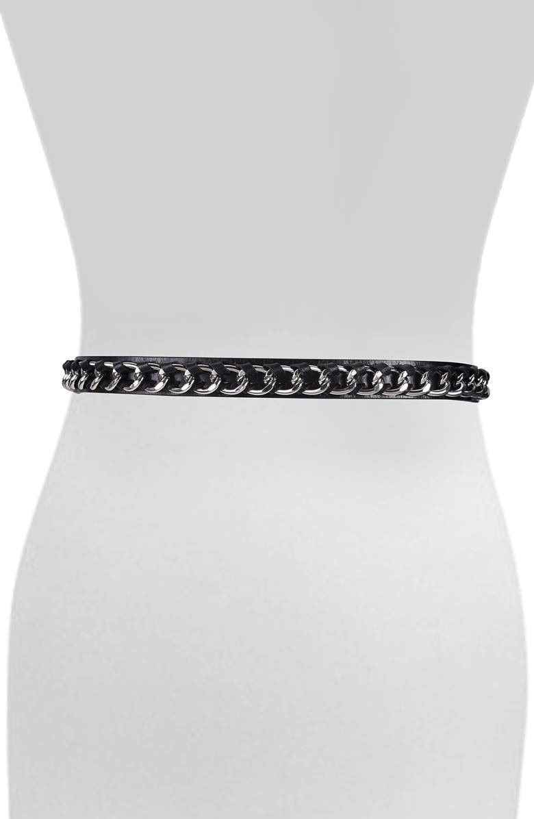 Rebecca Minkoff Chain Trim Leather Belt | Nordstrom