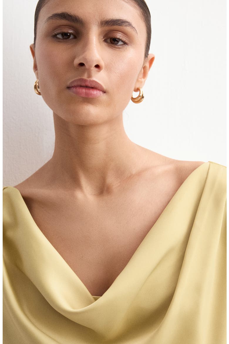 Drape Neck Satin Maxi Dress, Alternate, color, BEIGE