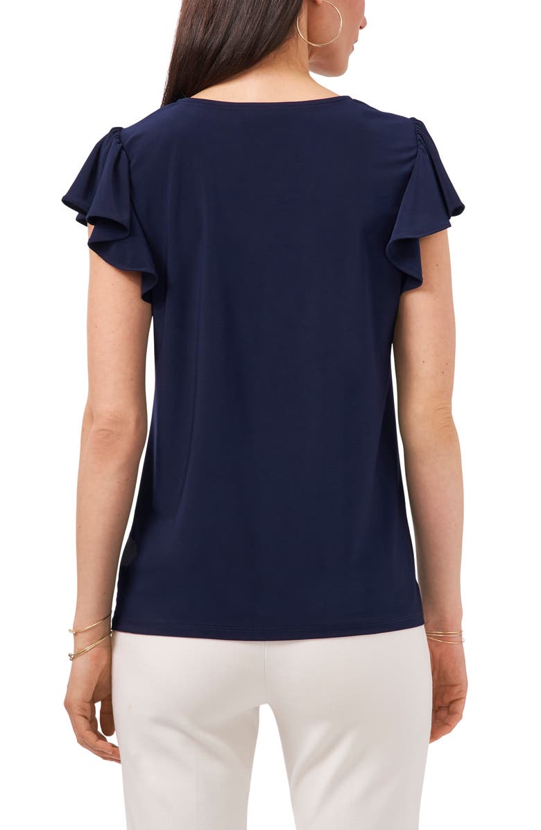 Chaus V-Neck Ruffle Sleeve Top, Alternate, color, 