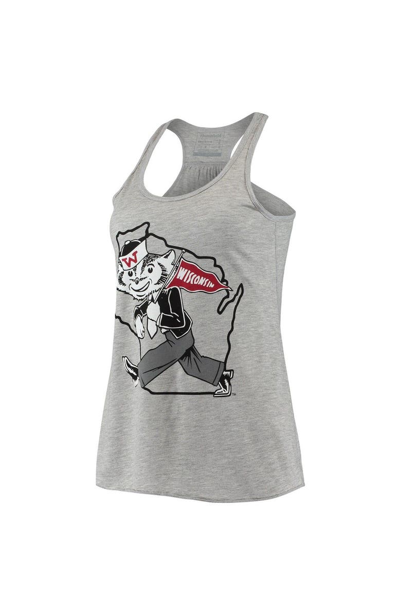 HOMEFIELD Women's Homefield Ash Wisconsin Badgers Vintage Racerback Tank Top, Alternate, color, 