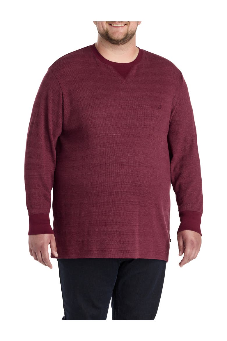 Big & Tall Waffle-Knit Crewneck Sweater, Alternate, color, ZINFANDEL