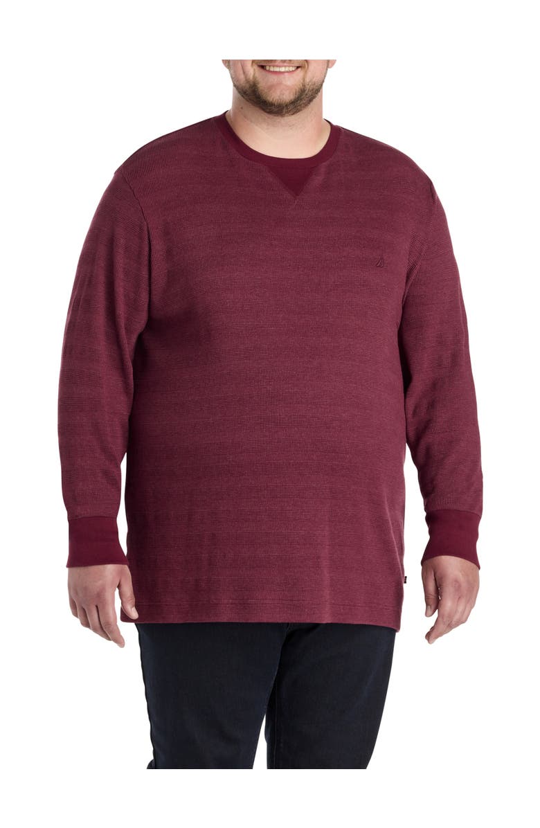 Nautica Big & Tall Waffle-Knit Crewneck Sweater, Alternate, color, Zinfandel