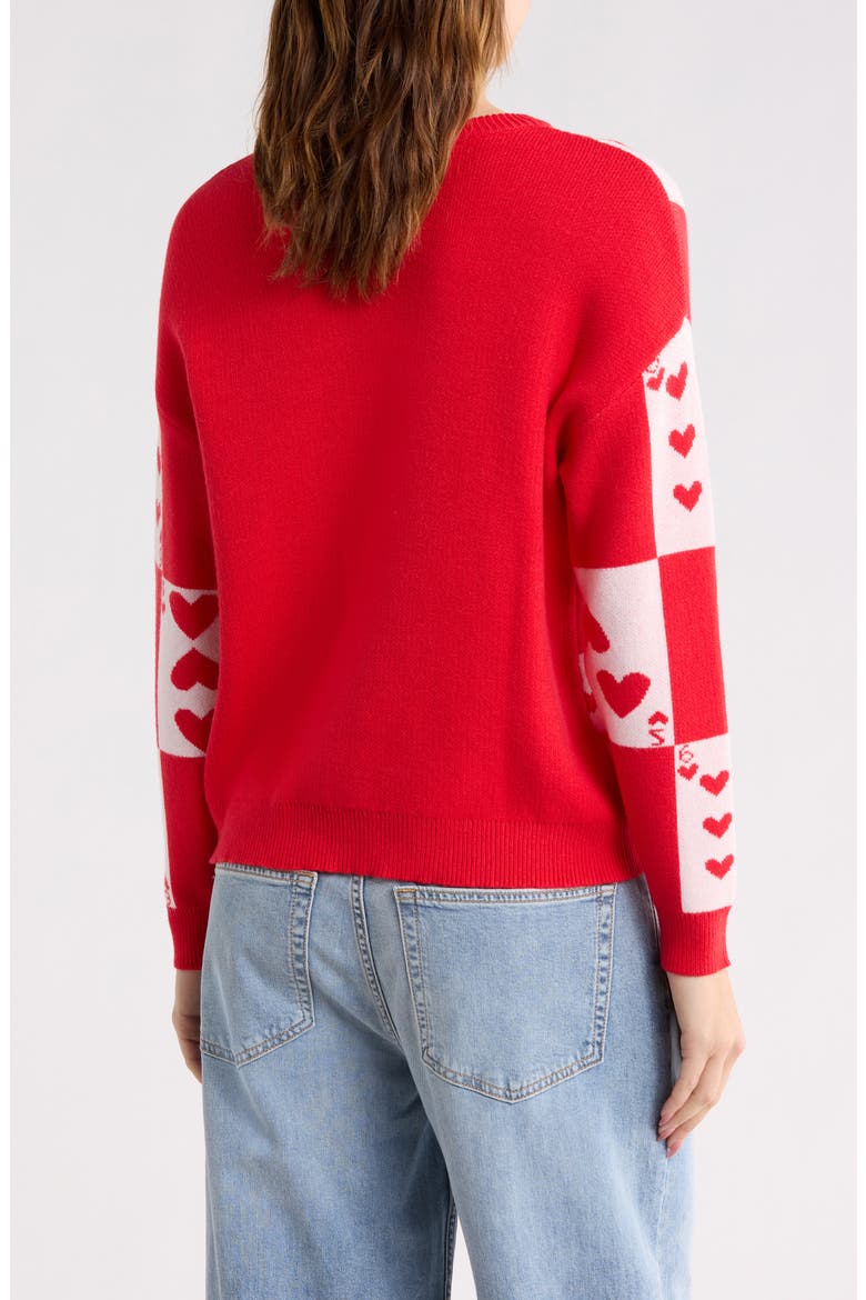 Solitaire Hearts Sweater, Alternate, color, RED