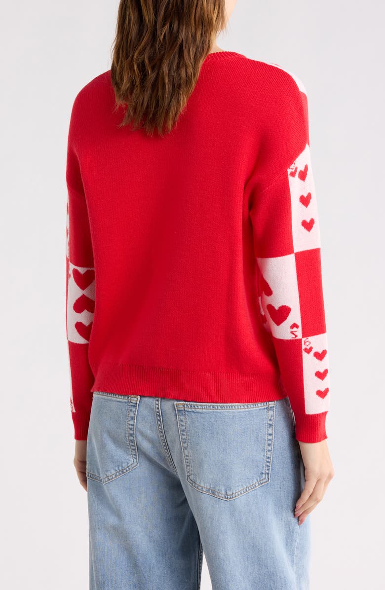 Vigoss Solitaire Hearts Sweater, Alternate, color, Red