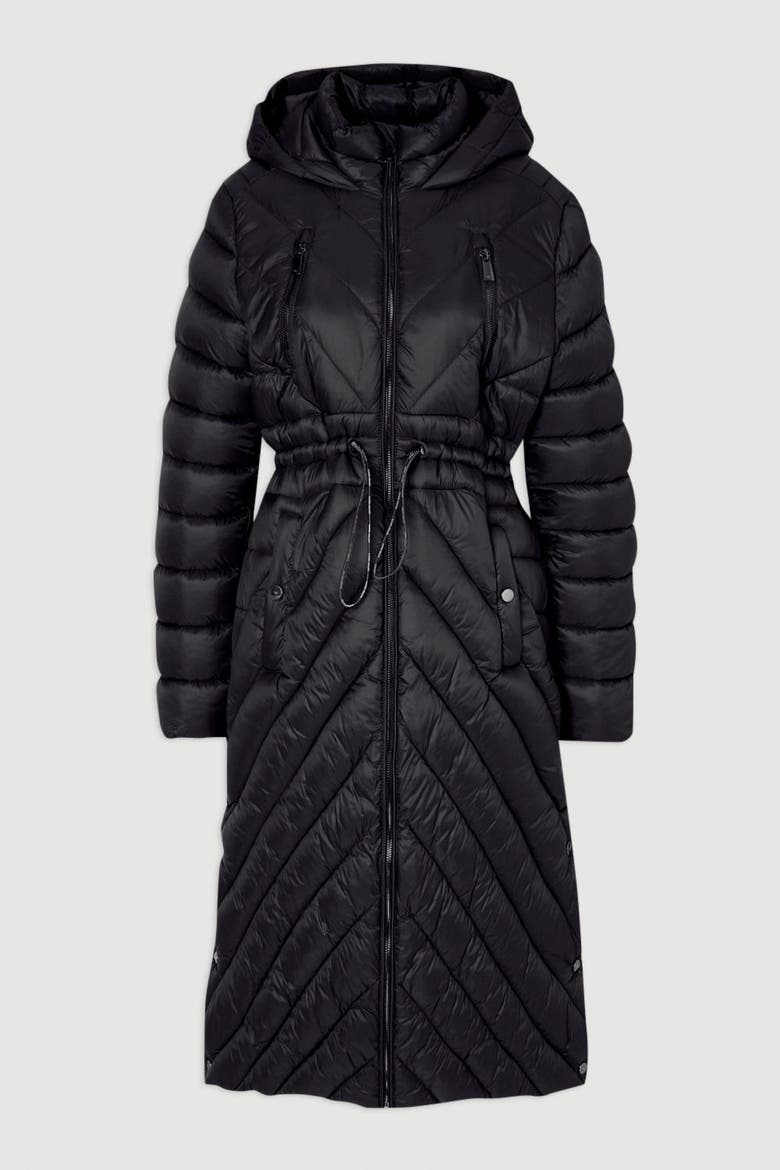 Lightweight Knee Length Packable Coat, Alternate, color, Black