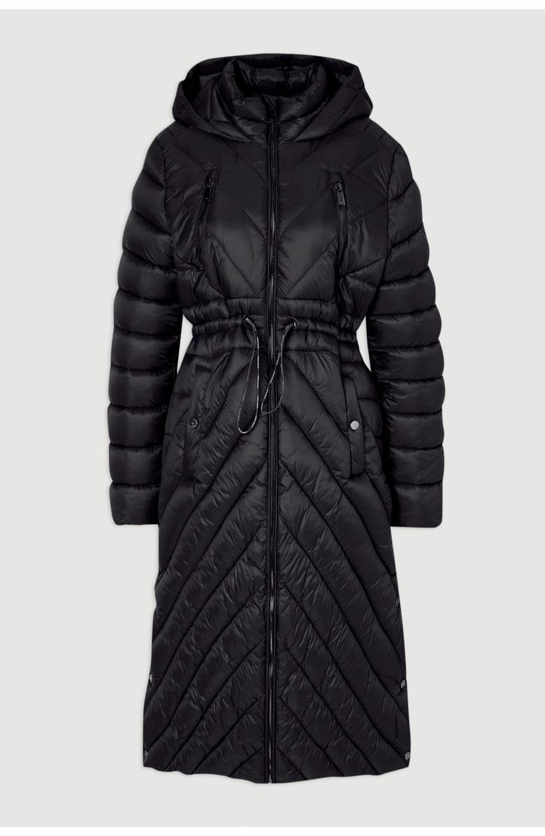 Karen Millen Lightweight Knee Length Packable Coat, Alternate, color, Black