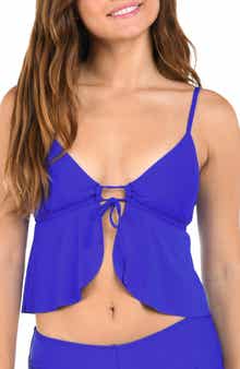 Citrus Solid Flutter Tankini Bikini Top