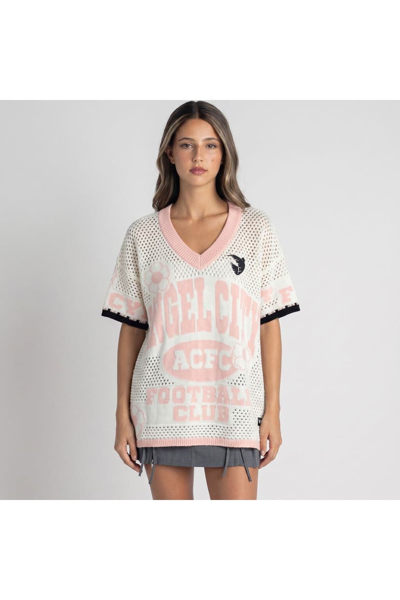Women's The Wild Collective x Anthropologie Cream Angel City FC Crochet Jersey Top, Main, color, Cream