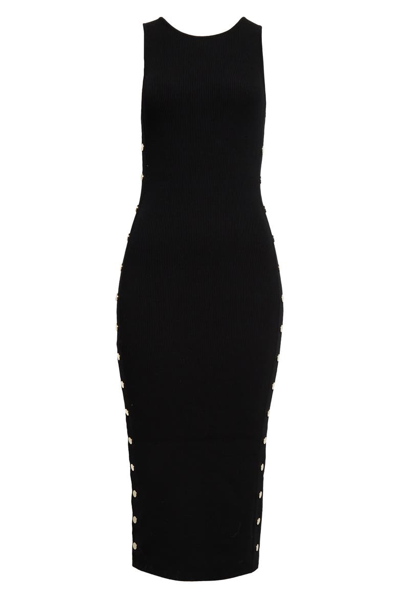 Lalita Side Snap Wool Blend Midi Dress, Alternate, color, BLACK