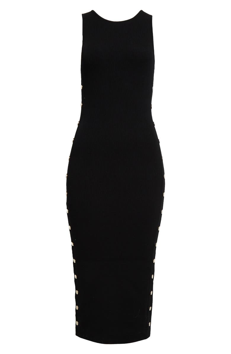 Alice + Olivia Lalita Side Snap Wool Blend Midi Dress, Alternate, color, 