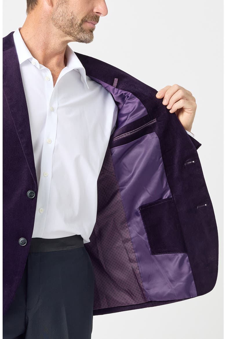 Stretch Cotton Velvet Sport Coat, Alternate, color, DEEP PLUM