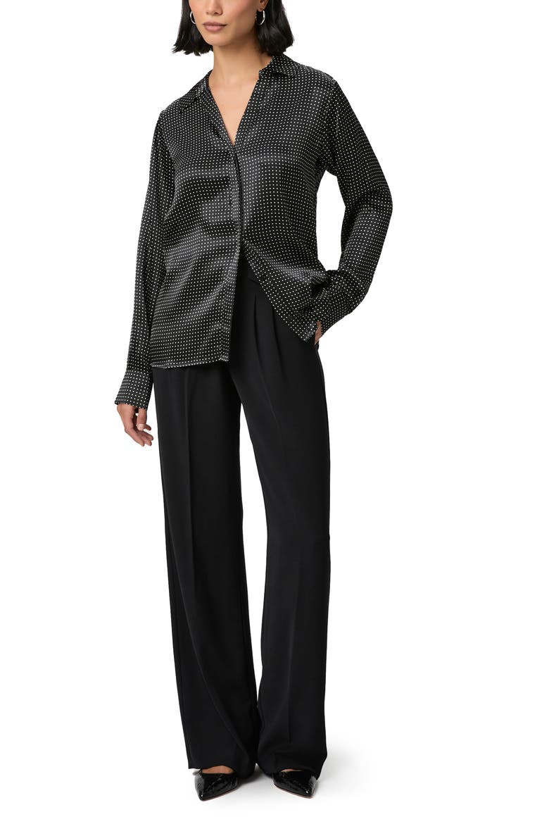 Palmer Silk Button-Up Shirt, Alternate, color, BLACK/TRAVERTINE