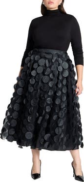 ELOQUII Dimensional Dot Full Skirt