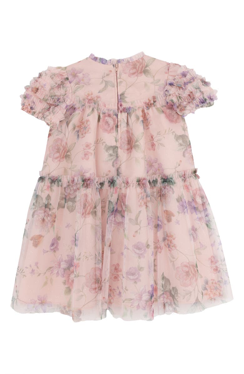Rare Editions Kids' Floral Mesh Babydoll Dress, Alternate, color, Blush
