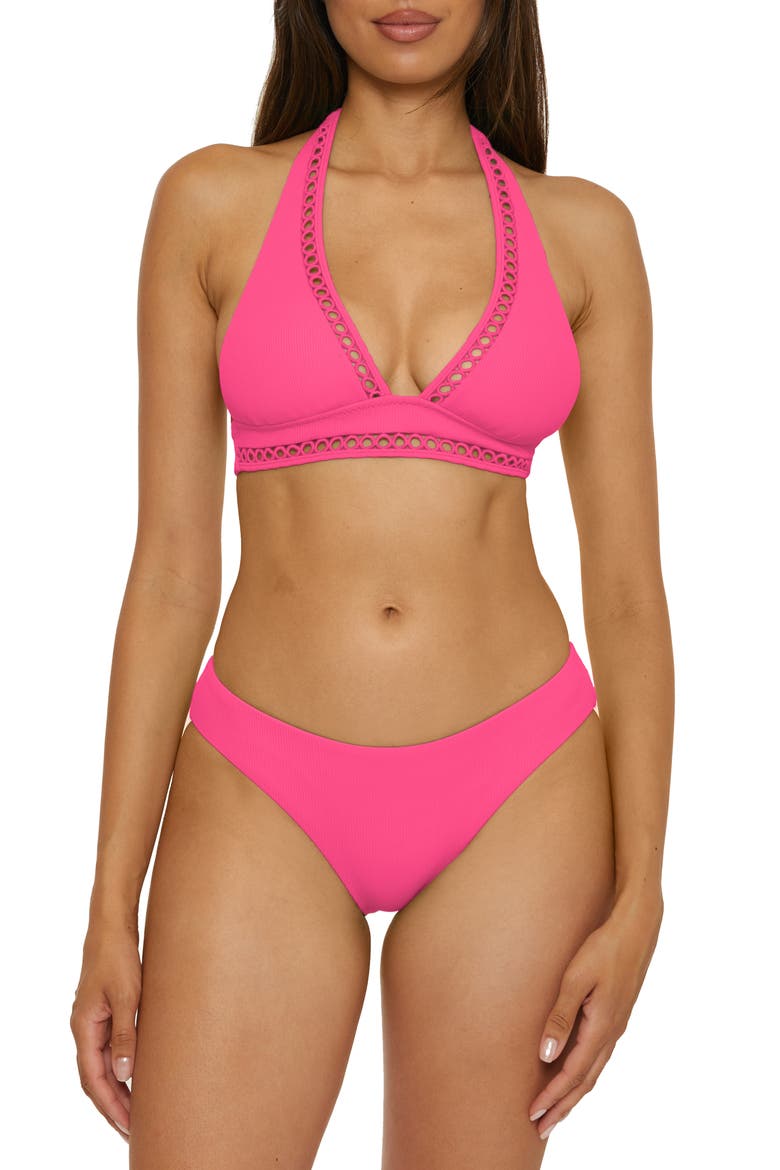 Modern Edge Halter Bikini Top, Alternate, color, PUNCH