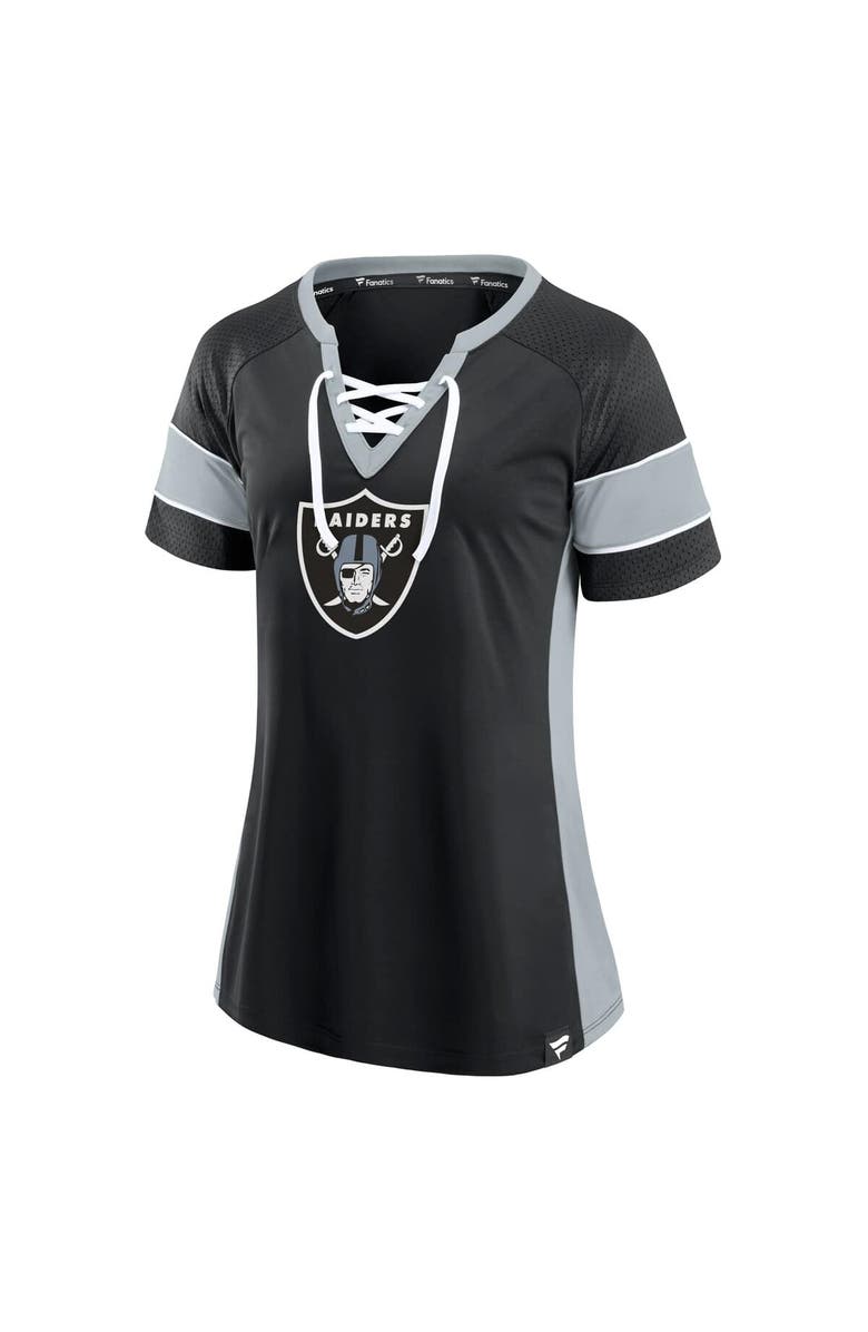 FANATICS Women's Fanatics  Black Las Vegas Raiders Athena Lace-Up Top, Alternate, color, Black