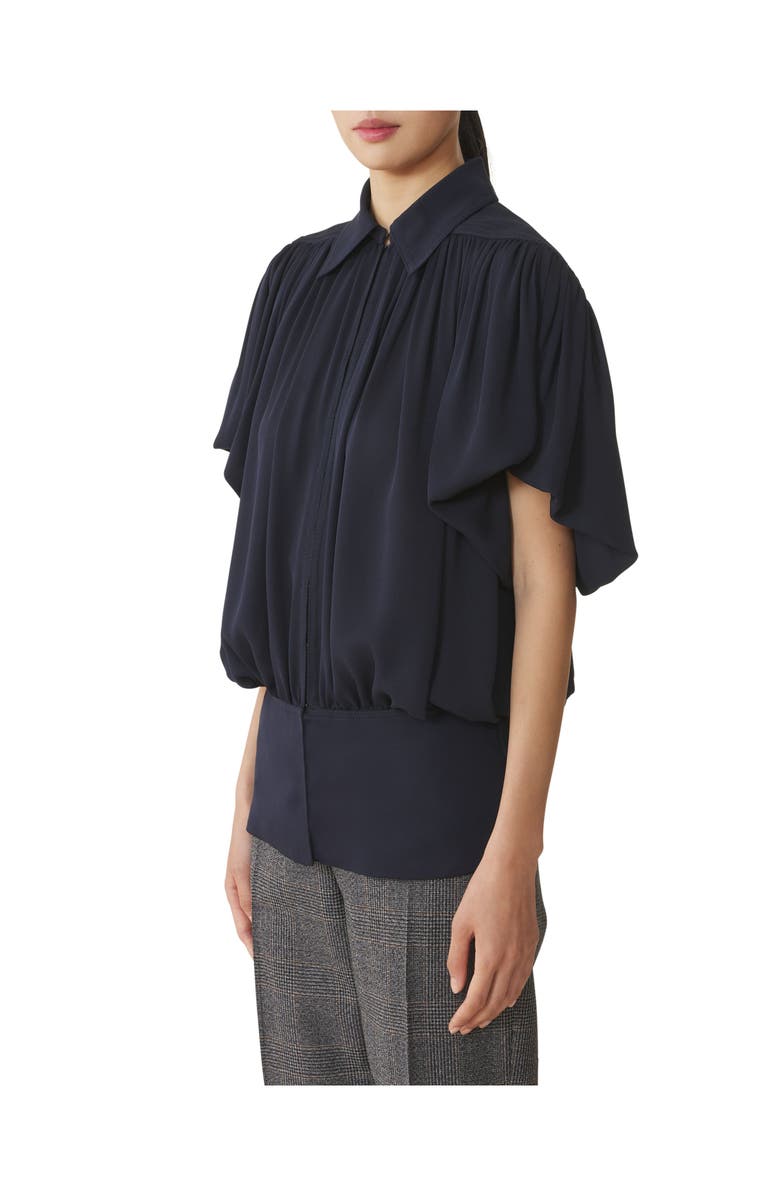 Lanvin Top In Silk Georgette, Alternate, color, Black Navy