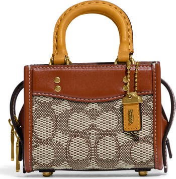 COACH Rogueミニハンドバッグ COACH Micro Rogue Signature Jacquard & Leather Crossbody Bag